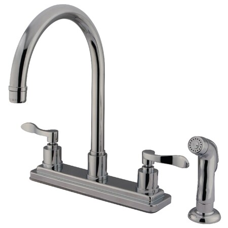 Kingston Brass KS8791DFL 8" Centerset Kitchen Faucet, Polished Chrome KS8791DFL